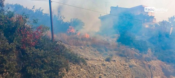 Οριοθετήθηκε η πυρκαγιά στο Λασίθι - Ισχυρές δυνάμεις παραμένουν στο σημείο